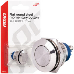 AMIO nyomógombos kapcsoló - 19mm, 12-230V 5A