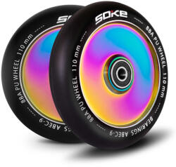 SOKE Roller kerék szett, SOKE, 11 cm, neokróm, teljes, 2 db, ABEC-9 csapágy, 88A keménység, alumínium + PU, 0, 8 cm tengely (TE1668)
