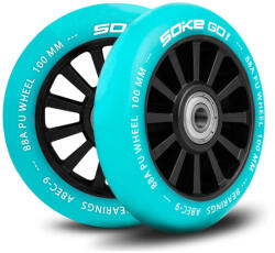 SOKE Roller kerék szett, SOKE, türkiz, 10 cm, 2 db, ABEC-9 csapágy, 88A keménységű PU, 0, 8 cm tengely (TE803002)