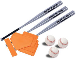 POWER SHOT 3 alumínium ütőből, 3 baseball-labdából és bázisból álló készlet fehér|narancssárga|szürke