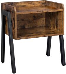 VASBÚTOR Rusztikus kis asztal, ipari stílusú éjjeliszekrény nagy rekesszel 42 x 52 x 35 cm