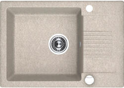 Laveo Celia, 1 kamrás gránit mosogató 650x440x185 mm, rövid vízelvezetővel, bézs, LAV-SBC_413T (LAV-SBC_413T)