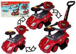 LEAN Toys A totyogó gyerekek a szülői fogantyúval, 3 az 1-ben piros mega autóval lovagolnak