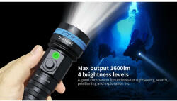 XTAR D26 1600S KT búvárlámpa 100m vízálló 1100lm (XTAR-D26)