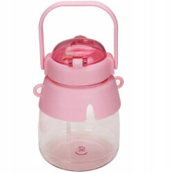  Rózsaszín kulacs gyermekeknek, matricával, nyakbaakasztóval, 1 literes