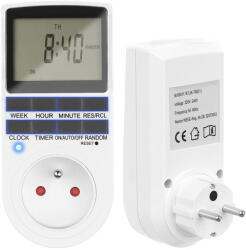  LCD digitális időzítő kapcsoló, 230V, fehér