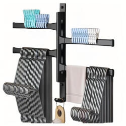 Malatec Falra szerelhető forgó törölközőtartó fürdőszobába, ruhásszekrénybe vagy konyhába