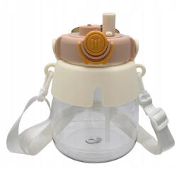  Fehér kulacs gyermekeknek, matricával, nyakbaakasztóval, 1 literes