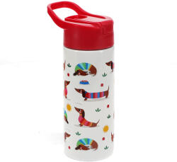 Rex London Rozsdamentes acél szívószálas kulacs nyomógombos tetővel 500ml, Tacskó