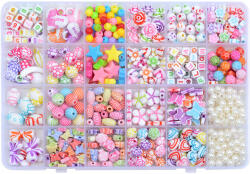 DIYQueen Gyöngyök karkötő készítő szett színes karkötő dobozban (H486)