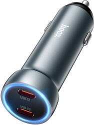 hoco. Z54B 60W USB-C PD 30W + 30W autós töltő - fémszürke (HC645799)