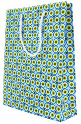 Allbag Laminált Ajándéktáska 24x8x32cm Kék Körökkel Ajándéknak, Figyelmességnek