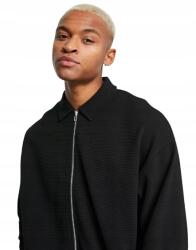 Shein Férfi Cipzáras Pulóver Fekete Pamut S 1M4L