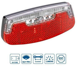 VeloGo elemes hátsó kerékpár lámpa csomagtartóra (6 LED, Fékszenzoros, Fekete) (8200220)