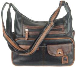 Charm&shape 5+4 zsebes fekete-barna műbőr női válltáska (df 15115 fekete-barna)