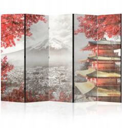  Kétoldalas térelválasztó paraván 225x172 cm, természetes, ázsiai stílus (6-3-1-0-3b-1-2-5)