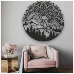 Wisan Modern kép Mandala Hegyek sötét tölgy kerek 60 cm étkező nappali (AWCUS008F)
