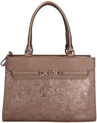 Karen Zoja M 8043 bronz virágmintás, női rostbőr kézitáska, válltáska 32 × 23 × 11 cm (Zoja-M-8043-bronz-virag)