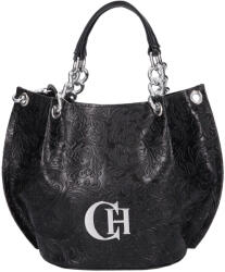 Karen Nesca K 772 bis fekete virágmintás, női rostbőr kézitáska, válltáska 28 × 23 × 14 cm (Nesca-K-772-bis-fekete-virag)