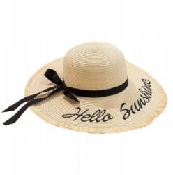 Ecarla Stílusos női strand kalap szívószálas Hello Sunshine masni CZ47 (CZ47)