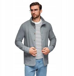 Ombre Férfi gombos pulóver állógallérral szürke melange V7 OM-SSZP-0240 XXL (169031)