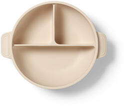 Babyono háromrészes szilikon tányér tapadókoronggal és fedéllel - bézs (104576)