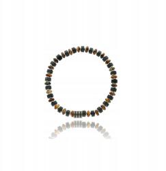  Yves férfi karkötő természetes kövekből, barna Ajándék (AWYBM998)