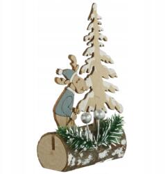 Nowa Fa karácsonyfa figura rénszarvassal 11 cm erdő befőttes üvegben dekoráció (HS298073/3070161/RENIFER)