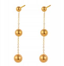  Arany színű, lógós gömb fülbevaló, sebészeti acél, csavaros szárral