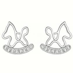  Ezüst fülbevaló 925 Lovak csavarok stift ajándék doboz