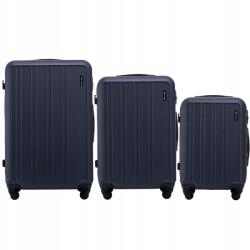Wings 3 darabos kemény bőrönd szett 4 kerékkel, utazó kézipoggyász Abs Wings (HRR01-3KPL-BLUE)