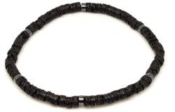 R. M. ékszer Bazalt ásvány karkötő hematit korong köztessel 4-5 mm (060336)