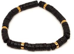 R. M. ékszer Bazalt ásvány karkötő arany korong köztessel 6-7 mm (060337)