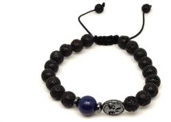 R. M. ékszer Bazalt életfa karkötő Lapis lazuli gyönggyel 8 mm (060281)