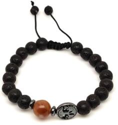 R. M. ékszer Bazalt életfa karkötő Achát Indiai gyönggyel 8 mm (060279)
