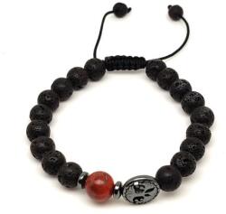 R. M. ékszer Bazalt életfa karkötő Vörös Jáspis gyönggyel 8 mm (060280)