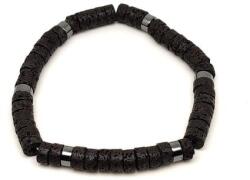 R. M. ékszer Bazalt ásvány karkötő hematit korong köztessel 6-7 mm (060340)