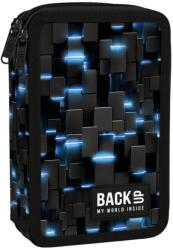 DERFORM Penar băieți cu două compartimente, echipat cu rechizite, BackUp, model Grafit Penar