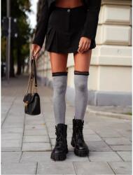  Női pamut térdzokni keskeny csipkével Világos Melange 37-41-es méret (5906031152235)