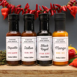 Chilion Nagy gourmet ajándékcsomag díszdobozzal - Chipotle, Black Royal, Szilva Chutney és Mangó-chili