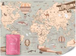 Muralo Fotótapéta Gyerekeknek Világtérkép Vintage Stílusú Gyerektapéta 368x254 (MF-10000337-V8)