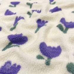  Kabát anyag TEDDY JACQUARD Tulips off white