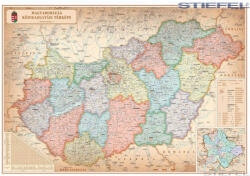 Stiefel Magyarország közigazgatása különleges színezésű iskolai földrajzi falitérkép - stiefelbolt - 49 990 Ft