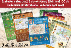 Stiefel Tetszőlegesen összerakható 3 darabos akciós csomag, több mint 100 féle iskolai történelmi oktatótablóból az őskortól a modern időkig. (70 x 100 cm / db)