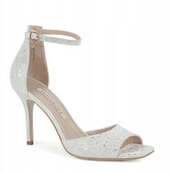 Bravo Moda Világosszürke velúrbőr magassarkú szandál 39-es (E0104 Punti Argento 39)