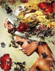  Gyémánt Hímzés Diamond Painting Mozaik Kép 5D Ragasztó 50x40 Virágok (Obraz Diamentowy)