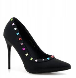 Vices Fekete ökobőr magassarkú cipő szegecsekkel díszítve 37 Vices ejka! (E2095-1 Black 37)