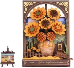 Robotime Arany napraforgó ledes dekor - 266db-os 3D fa kirakó TH002 ROWOOD