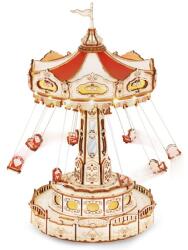 Robotime ROKR 3D lézervágott fa zenélő és mozgó körhinta - 289db-os EA02