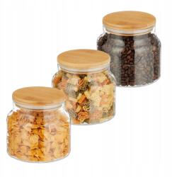 Relaxdays Élelmiszer Tároló Edények Szett 3 Db. Üveg Tárolók 0, 8L Tészta Dara 800 ML (10043239)